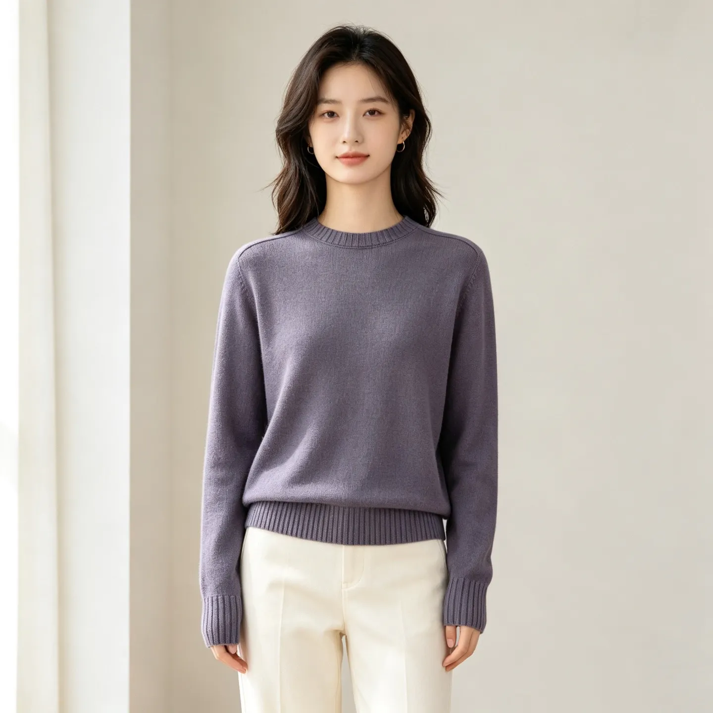 Louis Vuitton/Louis Vuitton solid color back collar leather label knitted sweater
